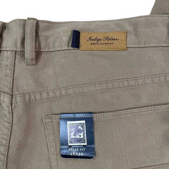 Indigo Palms Pincord Pants Relaxed Fit Men's Size 38x30 Cotton Khaki - New - Picture 3 of 7